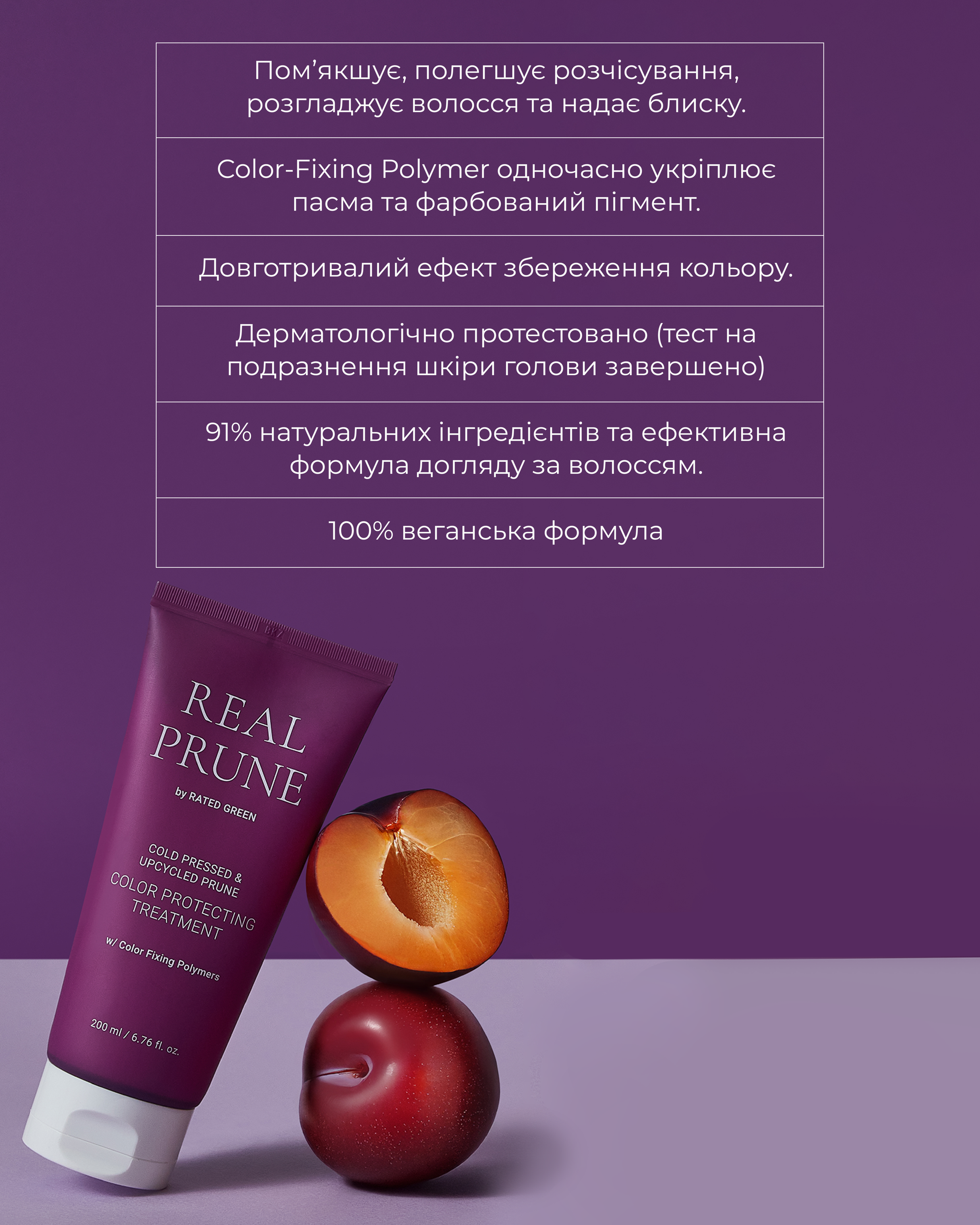 Маска-захист для фарбованого волосся з екстрактом сливи Rated Green Real Prune